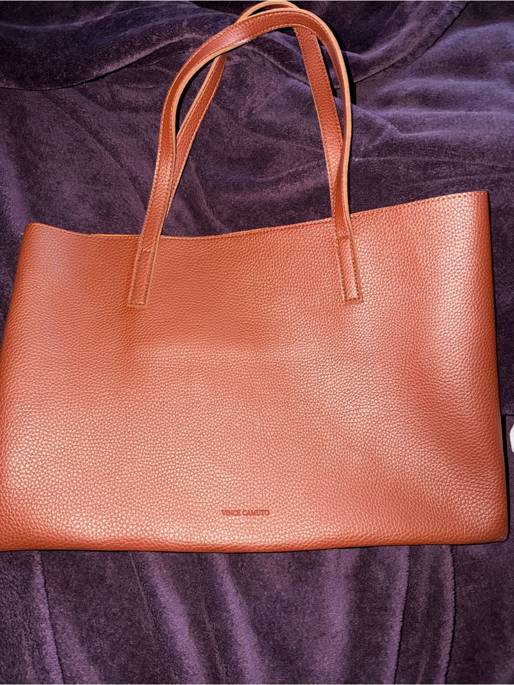 Vince Camuto Cognac Pebbled Leather Tote
